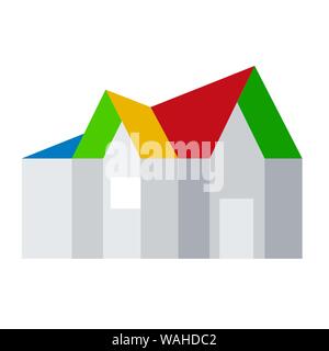Illustrazione Vettoriale. Colorato icona home in rettangolare e piatta stile. Illustrazione Vettoriale