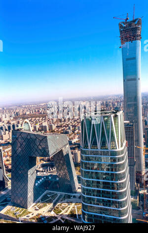 China World Trade Center, Z15 Tower. Pantaloni TVCC Building, Guamao Central Business District, Pechino, Cina Foto Stock