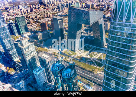 China World Trade Center, Z15 Tower. Pantaloni TVCC Building, Guamao Central Business District, Pechino, Cina Foto Stock