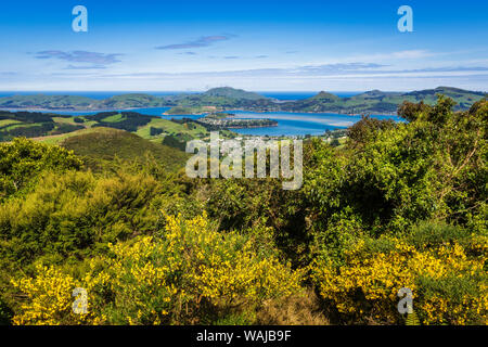 Penisola di Otago e il porto dal Monte Cargill, Otago, Isola del Sud, Nuova Zelanda Foto Stock