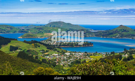 Penisola di Otago e il porto dal Monte Cargill, Otago, Isola del Sud, Nuova Zelanda Foto Stock