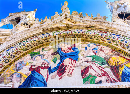 Cristi' ultima sentenza mosaico, Basilica di San Marco, Venezia, Italia. La Chiesa ha creato 1063 Annuncio alla casa San Marco corpo Foto Stock