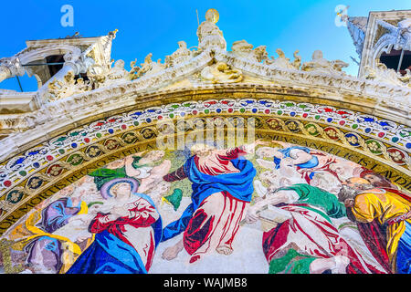 Cristi' ultima sentenza mosaico, Basilica di San Marco, Venezia, Italia. La Chiesa ha creato 1063 Annuncio alla casa San Marco corpo Foto Stock