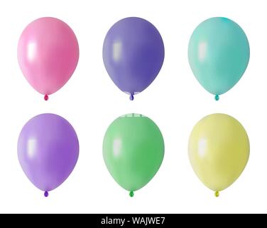 Bollatura. Set di palloncini in gomma colorati e realistici per un design festoso. Oggetti isolati. Illustrazioni vettoriali Illustrazione Vettoriale