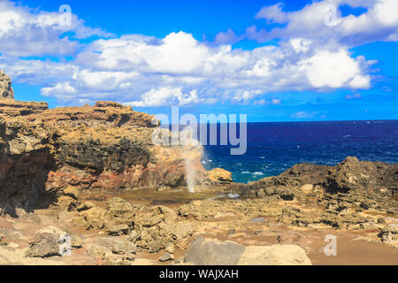Nakalele Blowhole, terra di massa sul lato orientale della punta settentrionale di Maui, Hawaii, STATI UNITI D'AMERICA Foto Stock