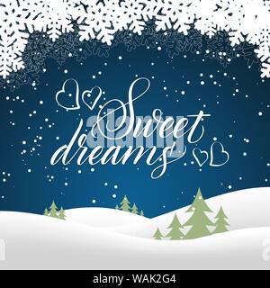 Carta di Natale con calligraphy sogni dolci Illustrazione Vettoriale