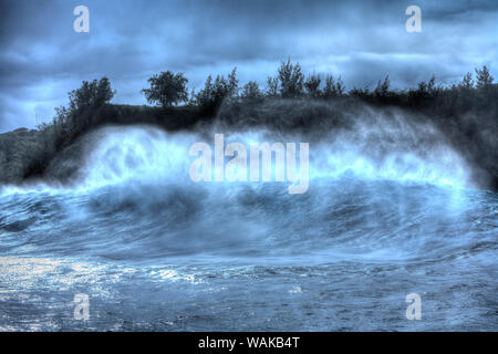 Giant Wave rottura vicino "ganasce" North Shore di Maui, Hawaii, STATI UNITI D'AMERICA Foto Stock