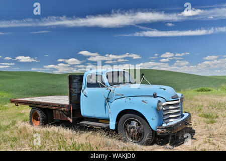 Vecchia Chevy carrello nel settore est di Oakesdale, Eastern Washington Foto Stock