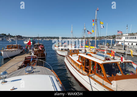 La barca di legno Festival, 4 luglio celebrazione. A sud il Lago Union, Seattle, nello Stato di Washington, USA Foto Stock