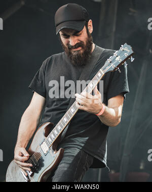 Copenhagen, Danimarca. 19th, Giugno 2019. Il Greco stoner rock band 1000mods esegue un concerto dal vivo durante il danese heavy metal festival Copenhell 2019 a Copenaghen. (Photo credit: Gonzales foto - Nikolaj Bransholm). Foto Stock