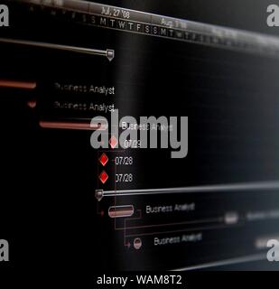 Un diagramma di Gantt è un tipo di grafico a barre che illustra la pianificazione di un progetto. Foto Stock