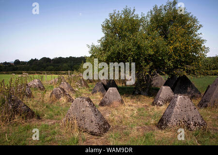 Le trappole del serbatoio della linea Siegfried Schmithof vicino a sud di Aquisgrana, Renania settentrionale-Vestfalia (Germania). Panzersperren des Westwall bei Schmithof im Foto Stock