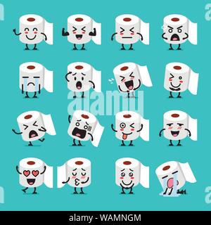 Carta tessuto gli Emoji set. Funny cartoon emoticon Illustrazione Vettoriale