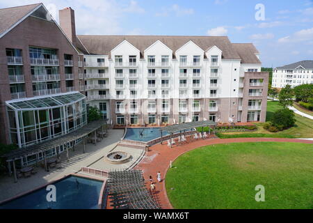 CAMBRIDGE, MD -15 agosto 2019- Vista dell'Hyatt Regency Chesapeake Bay Golf Resort, Spa e Marina, un hotel distintivo sul fiume Choptank in Cambridge, Foto Stock