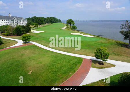 CAMBRIDGE, MD -15 agosto 2019- Vista dell'Hyatt Regency Chesapeake Bay Golf Resort, Spa e Marina, un hotel distintivo sul fiume Choptank in Cambridge, Foto Stock