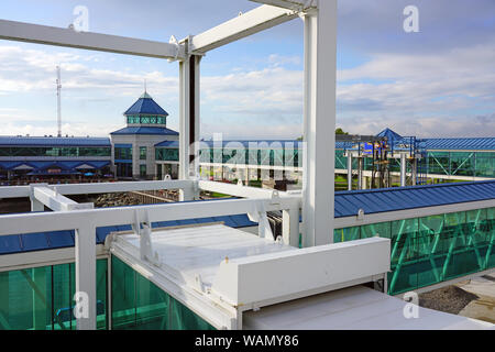 CAPE MAY, NJ -14 agosto 2019- Vista del terminale del Cape May-Lewes Ferry in Cape May, New Jersey, che attraversa la baia del Delaware tra New Jersey Foto Stock