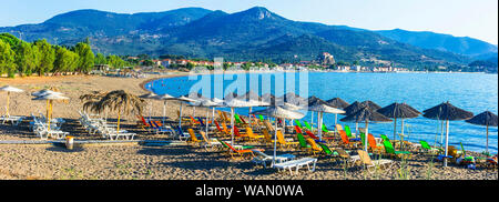 Lesbo (LESBO) isola in Grecia. bellissimo villaggio di Petra con grandi spiagge Foto Stock