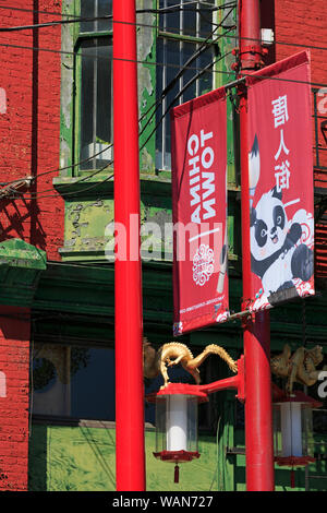 Via la luce in Chinatown, la città di Vancouver, British Columbia, Canada, Stati Uniti d'America Foto Stock