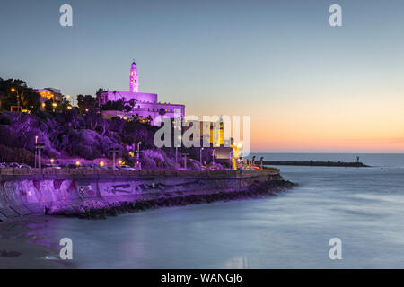 Serata colorata vista della Vecchia Jaffa Israele Foto Stock