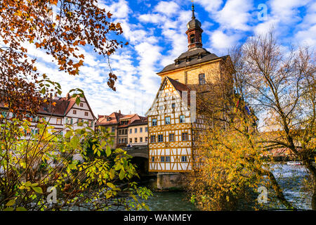 Bella Bamberg città vecchia,Baviera, Germania. Foto Stock