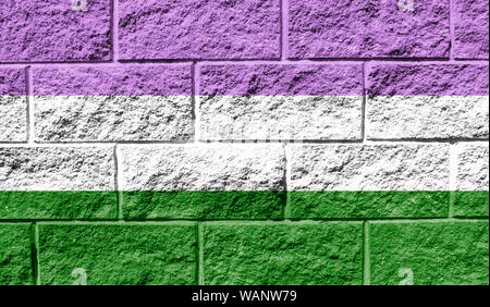 Bandiera di orgoglio genderqueer close up dipinta su un muro rotto Foto Stock