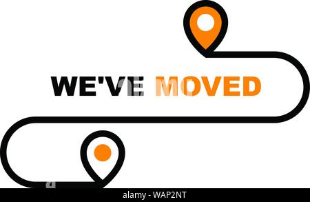 Ci siamo spostati icona - il reinsediamento, trasferimento e consegna del ecommerce o segno di trasferimento Illustrazione Vettoriale