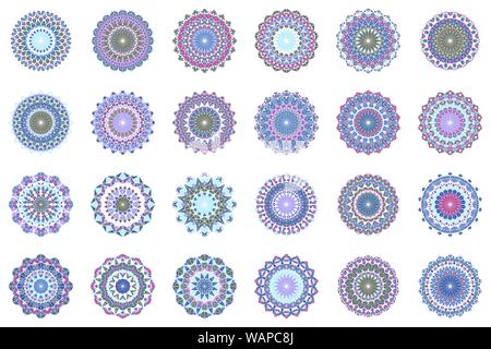 Astratta geometrica logo mosaico set - round ornamentali circolare poligonale vector graphic design dai triangoli Illustrazione Vettoriale