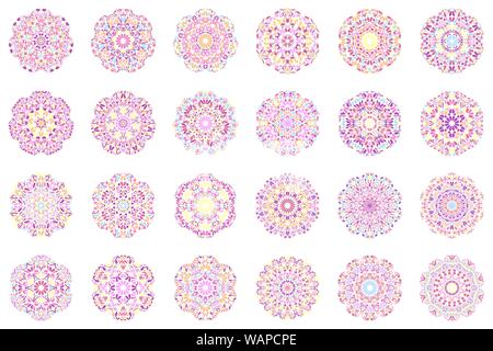 Abstract fiore coloratissimo mandala simbolo set - abstract round vettore di elementi di design da forme geometriche Illustrazione Vettoriale