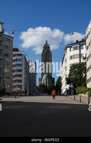 Kallio in chiesa alla fine del Siltasaarenkatu a Helsinki in Finlandia Foto Stock