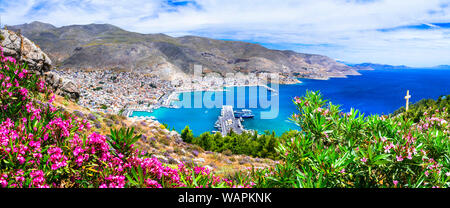 Bellissima isola di Kalymnos,vista panoramica,Grecia Foto Stock