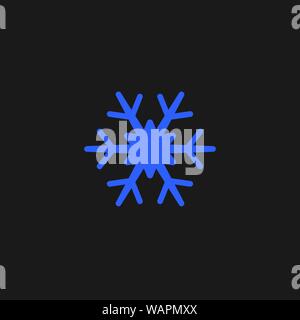 Blu icona del fiocco di neve, neve pittogramma, simbolo d'inverno. Illustrazione Vettoriale