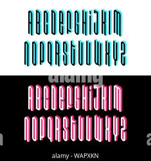 Alfabeto isometrica font. 3d effetto le lettere, i numeri e i simboli con le ombre. Vettore di stock di carattere tipografico per qualsiasi design tipografia Illustrazione Vettoriale