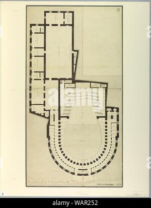 Disegno e progettazione della concorrenza per il Teatro La Fenice di Venezia- Piano del piano superiore del teatro, 1788 Foto Stock