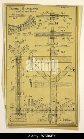 Il disegno di una casa Mass-Operational progettato da Hector Guimard, costruzione di supporto, Ottobre 1920 Foto Stock