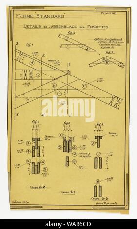 Il disegno di una casa Mass-Operational progettato da Hector Guimard, costruzione di supporto, Ottobre 1920 Foto Stock