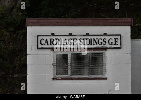 Piccola casella segnale sulla South Tynedale Railway a Alston in Cumbria Foto Stock