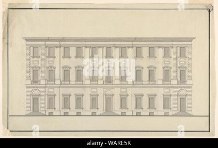 Disegno Vista in elevazione di un palazzo signorile con tre entrate, fine XVIII secolo Foto Stock