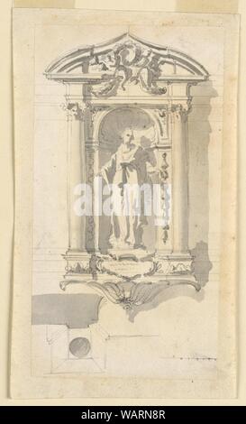 Disegno, una nicchia con la statua di un Santo femmina, ca. 1780 Foto Stock