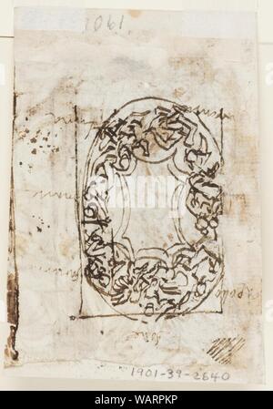 Disegno, pagina di un taccuino; Giuditta con la testa di Oloferne e scudo con divinità greche, ca. 1590 Foto Stock