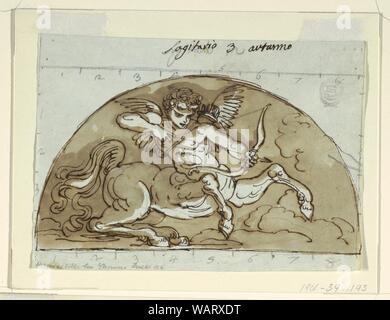 Disegno, Sagittario, lunetta per soffitto, Sala Ottagonale, Palazzo Milzetti, Faenza, 1804-05 Foto Stock