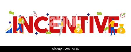 Programma di incentivazione per società al dipendente e cliente per dare denaro o in contanti per la fedeltà e la carriera. Illustrazione Vettoriale