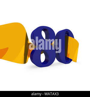 Big Blue 80 con un nastro d'oro, rendering 3D Foto Stock