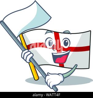 Con bandiera bandiera Inghilterra issato sul palo di caratteri Illustrazione Vettoriale