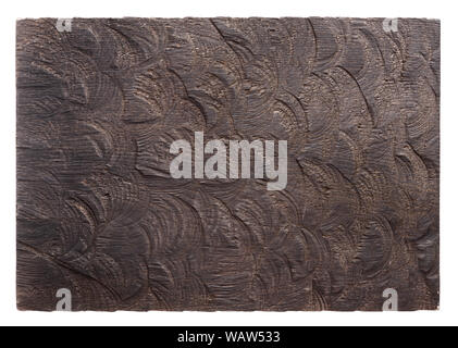 Vecchio nero oak tagliere isolato su bianco Foto Stock