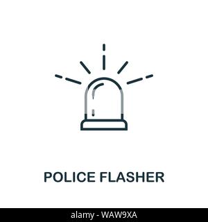 Lampeggiatore di polizia linea sottile icona. Creative Design semplice dalla sicurezza raccolta di icone. Profilo di polizia Icona lampeggiante per il web design e mobile apps usage Illustrazione Vettoriale