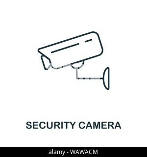 Videocamera di sicurezza linea sottile icona. Creative Design semplice dalla sicurezza raccolta di icone. Profilo di sicurezza l'icona della fotocamera per il web design e le applicazioni per dispositivi mobili Illustrazione Vettoriale