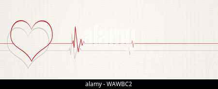 Banner di medicina che illustra la morte su ecg. n della frequenza cardiaca su ECG Foto Stock