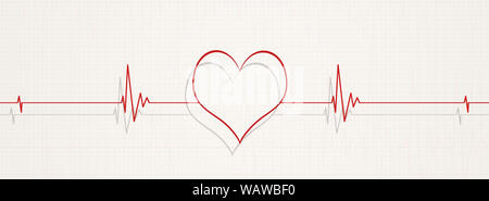 La medicina che illustra banner della frequenza cardiaca su ECG Foto Stock