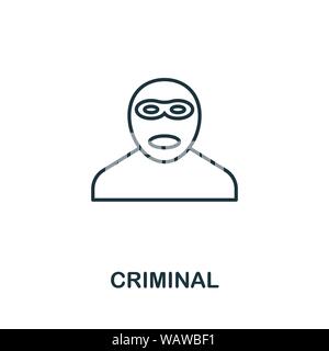 Penale linea sottile icona. Creative Design semplice dalla sicurezza raccolta di icone. Outline icona penale per il web design e mobile apps usage Illustrazione Vettoriale
