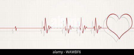 La medicina che illustra banner torna a vivere della frequenza cardiaca su ECG Foto Stock
